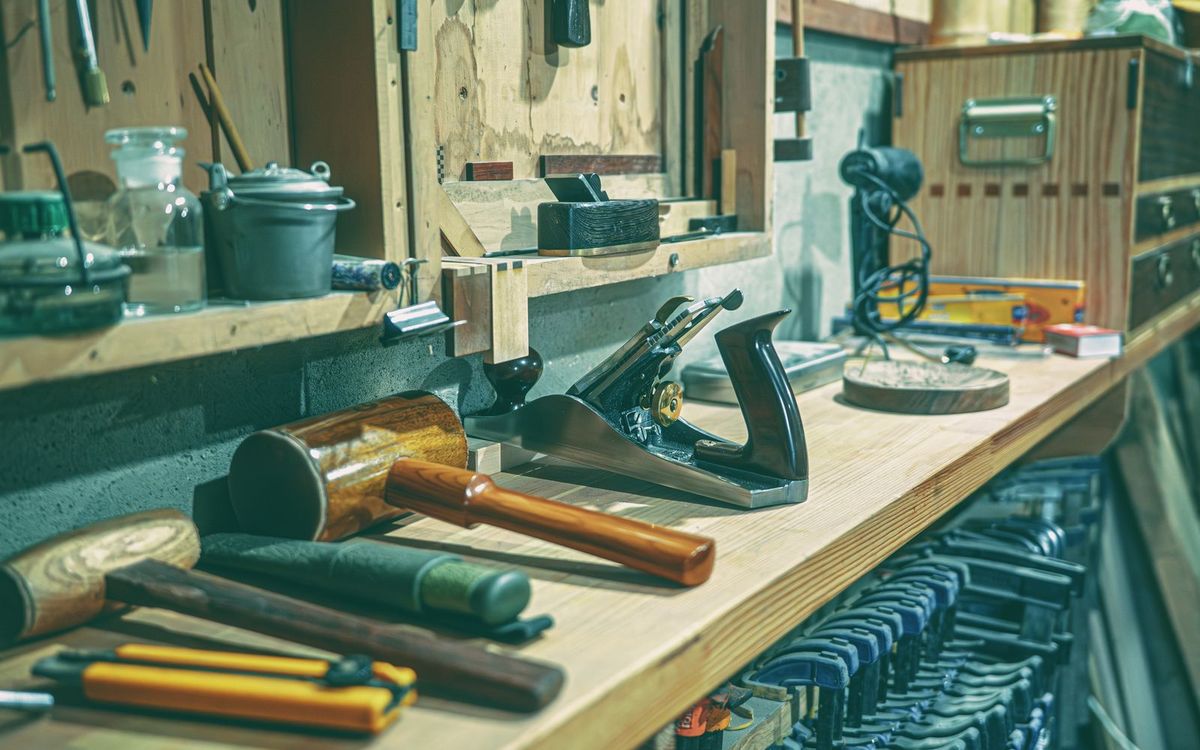 Tools and equipment, real setting, natural light